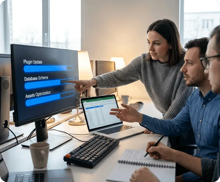 A team applying plugin and platform updates together