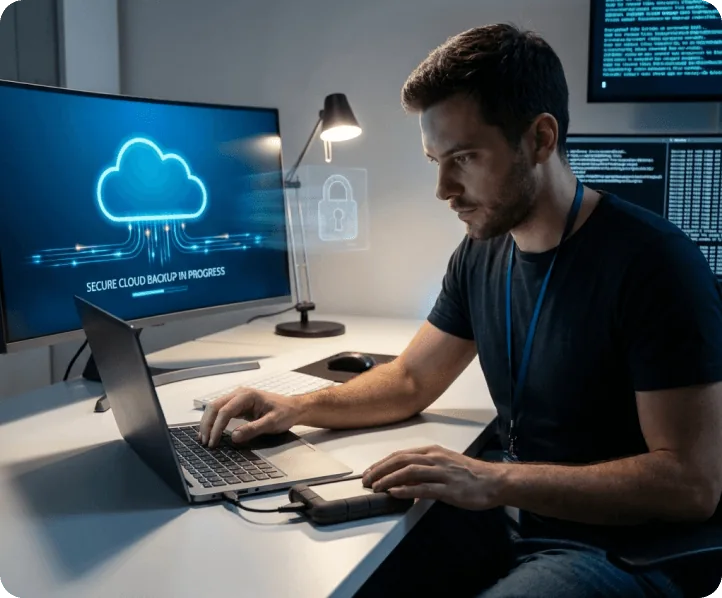 An encrypted offsite backup running for a client website