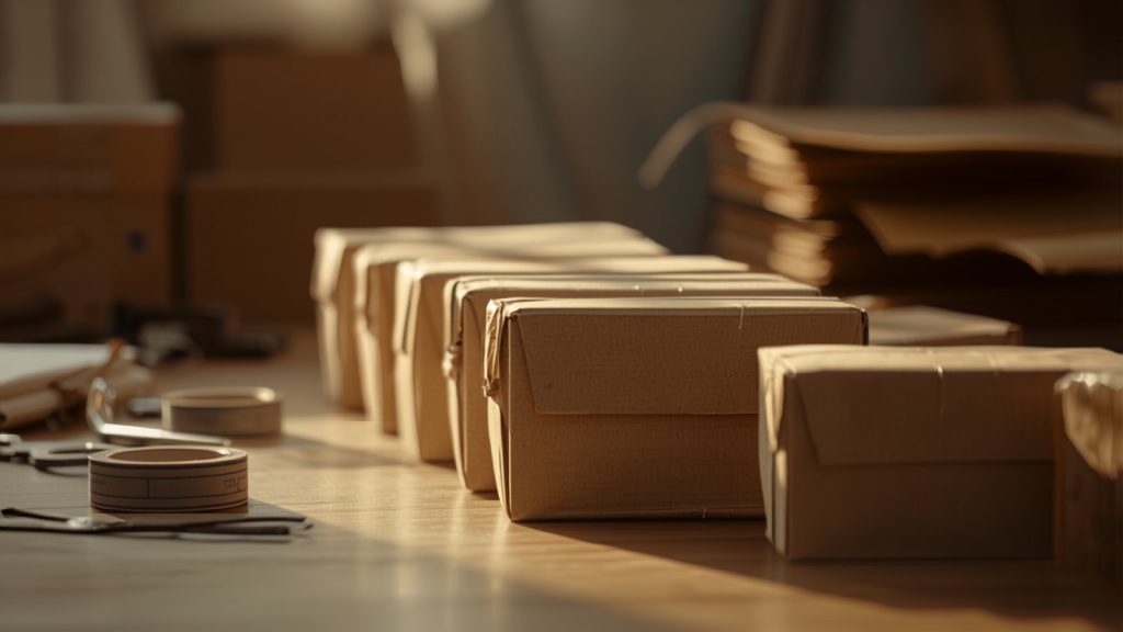 Plain brown parcels lined up on a packing bench, the daily orders a website outage would cost.