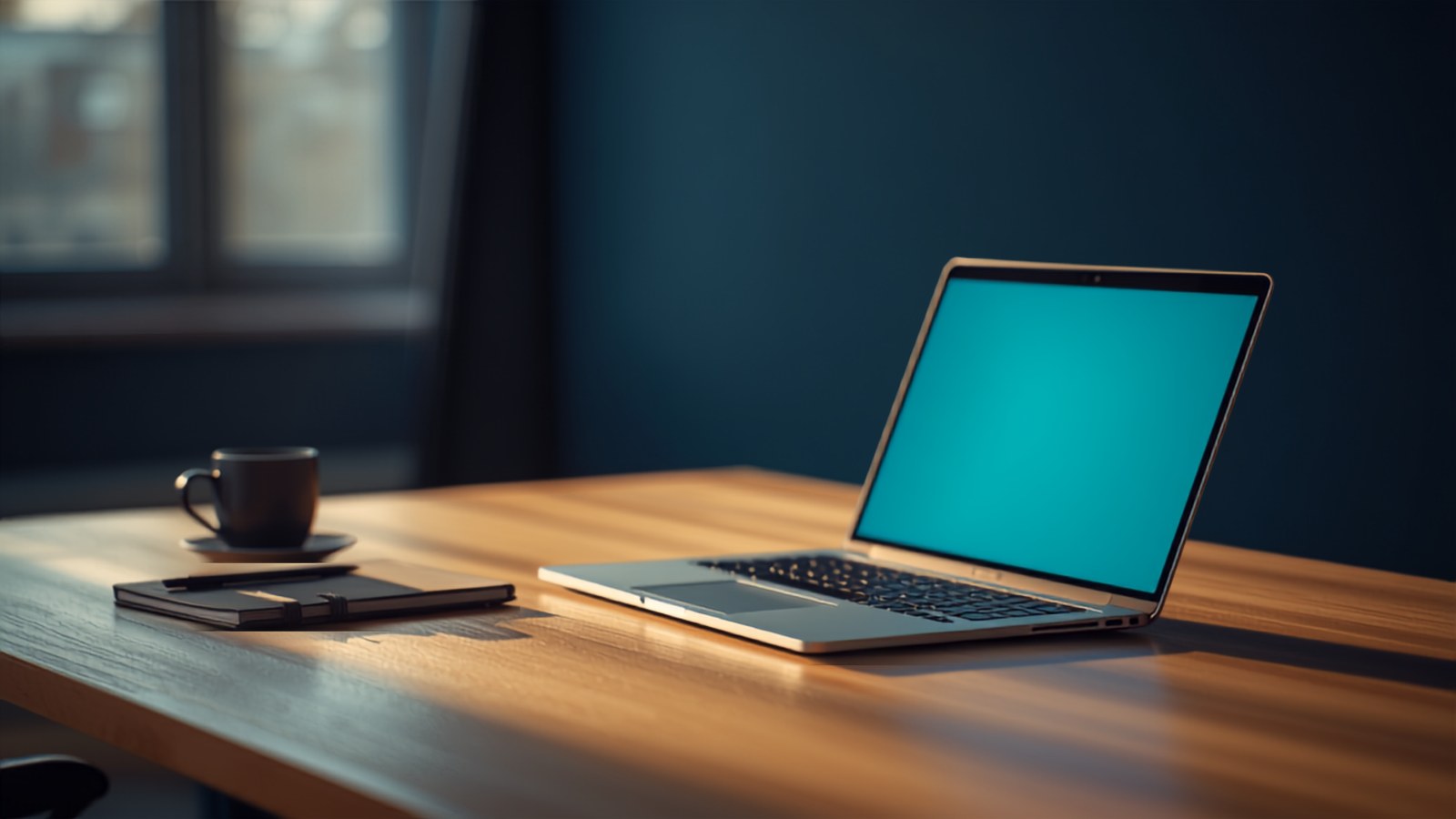 A laptop, notebook and coffee on a desk, the everyday setup for website maintenance work.